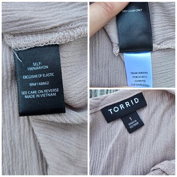 Smocked Sleeveless Top Torrid Plus Size 1X Blush Tan Crinkle Gauze Tank Keyhole - Picture 4 of 10